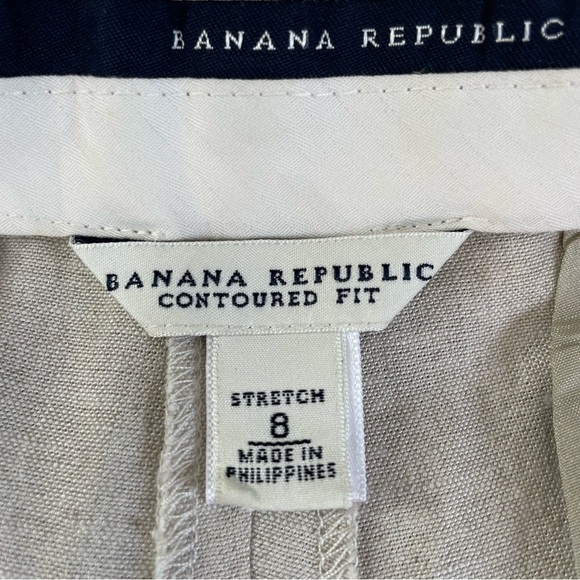 NEW Banana Republic Linen Pants Cream Natural Contour Fit Stretch High … - Picture 3 of 4